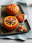 Roasted pumpkin stuffed with beans