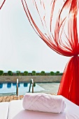 Bed Near a Resort Pool