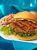 Grilled burger with Oriental sauce