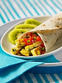 A fajita filled with vegetable omelette