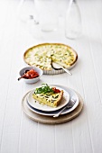 Courgette tart with rocket and dried tomatoes
