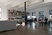 Book shelves and chairs in a modern New York loft