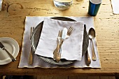 A place setting at a rustic table
