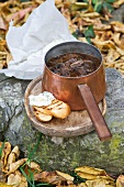 Autumnal onion soup with mushrooms