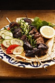Pork kebabs with a red wine marinade