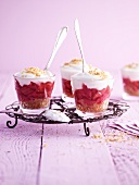 Rhubarb trifles served in glasses