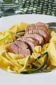 Pork fillet on tagliatelle