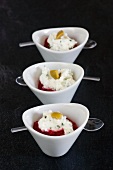 Beetroot puree with cream cheese and olives