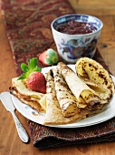 Crepes with Strawberry Preserves