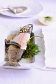 Poached trout with dill