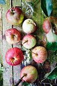 Apples on a wooden surface