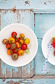 Bunte Tomaten auf einem Teller