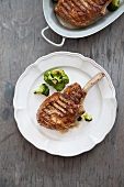 A veal chop on a plate