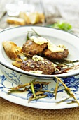 Lamb burgers with butter and toasted bread