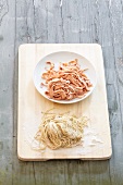 Homemade pasta on a chopping board
