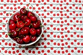 Red Cherries in a Bowl; From Above