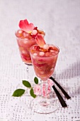 Glasses with chilled rose water