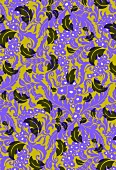 Falling feathers on purple and olive background (print)