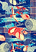 Red, white and blue nautical design (print)