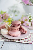 Pink and heart-shaped macaroons