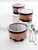 Chocolate mousse with cherries