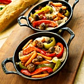 Mixed Roasted Vegetables in Cast Iron Skillets