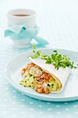 Burrito with scrambled egg and beans for breakfast