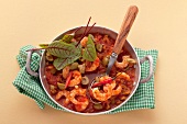 Prawns with olives in tomato sauce