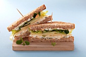 Egg, cheese and cress sandwich on wholemeal toast