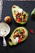 Avocados filled with shrimps