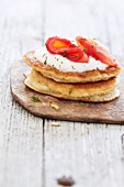 Blinis with sour cream and salmon