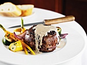 Steak Au Poivre; Filet Mignon with Black Peppercorn Sauce