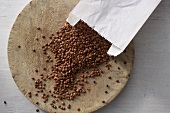 Champagne lentils on a wooden plate