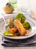 Fish fingers with dill and spinach