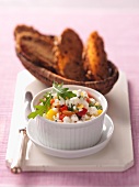Cottage cheese with rocket and pepper