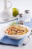 Penne with salmon and fennel leaves