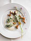 Ricotta and spinach dumplings with chanterelle mushrooms