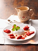 Floating island with strawberries