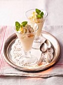 Honey ice cream with lemon balm