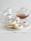 White Chocolate and Coconut Doughnuts; Tea