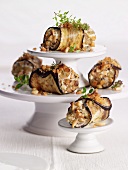 Aubergine rolls with pine nuts