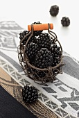Blackberries in a wire basket