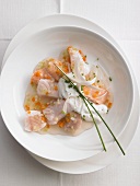 Fish in aspic with a horseradish and chive cream