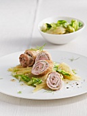 Involtini with a fennel and pointed cabbage medley
