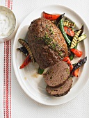 Lamb pot roast with grilled vegetables