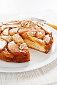 Apple Upside Down Cake with a Slice Removed