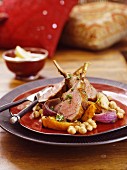 Saddle of lamb with pumpkin and chickpeas