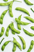 Scattered soy beans (edamame, Japan)