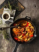 Chicken with beans and chorizo