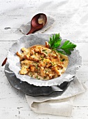 Turkey with chanterelle mushrooms in a creamy sauce